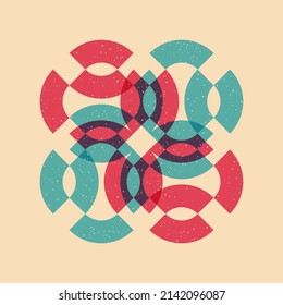 Geometric object  with riso print effect. Vector. Graphic element  for fabric, textile, clothing, wrapping paper, wallpaper, poster. Graphic element.  Perfect For your own decoration or design