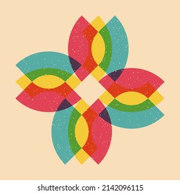 Geometric object  with riso print effect. Vector. Graphic element  for fabric, textile, clothing, wrapping paper, wallpaper, poster. Graphic element.  Perfect For your own decoration or design