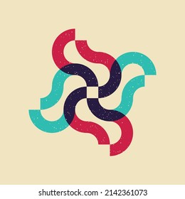 Geometric object  with riso print effect. Vector. Graphic element  for fabric, textile, clothing, wrapping paper, wallpaper, poster. Graphic element.  Perfect For your own decoration or design