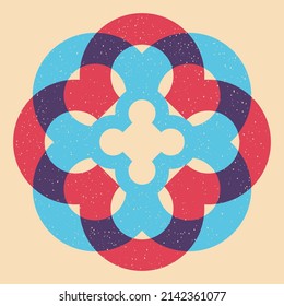 Geometric object  with riso print effect. Vector. Graphic element  for fabric, textile, clothing, wrapping paper, wallpaper, poster. Graphic element.  Perfect For your own decoration or design