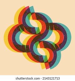 Geometric object  with riso print effect. Vector. Graphic element  for fabric, textile, clothing, wrapping paper, wallpaper, poster. Graphic element.  Perfect For your own decoration or design