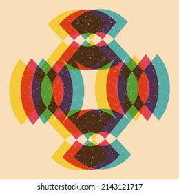 Geometric object  with riso print effect. Vector. Graphic element  for fabric, textile, clothing, wrapping paper, wallpaper, poster. Graphic element.  Perfect For your own decoration or design