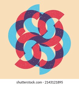 Geometric object  with riso print effect. Vector. Graphic element  for fabric, textile, clothing, wrapping paper, wallpaper, poster. Graphic element.  Perfect For your own decoration or design