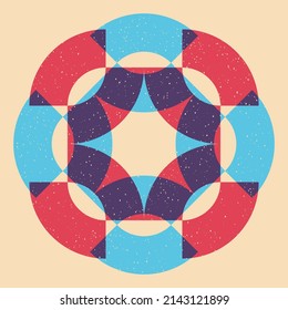 Geometric object  with riso print effect. Vector. Graphic element  for fabric, textile, clothing, wrapping paper, wallpaper, poster. Graphic element.  Perfect For your own decoration or design
