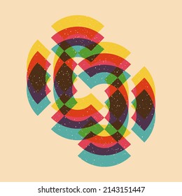 Geometric object  with riso print effect. Vector. Graphic element  for fabric, textile, clothing, wrapping paper, wallpaper, poster. Graphic element.  Perfect For your own decoration or design