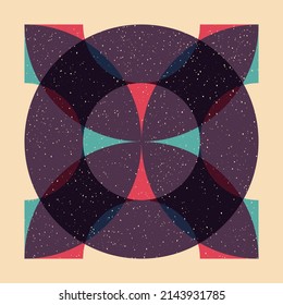 Geometric object  with riso print effect. Vector. Graphic element  for fabric, textile, clothing, wrapping paper, wallpaper, poster. Graphic element.  Perfect For your own decoration or design