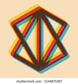 Geometric object  with riso print effect. Vector. Graphic element  for fabric, textile, clothing, wrapping paper, wallpaper, poster. Graphic element.  Perfect For your own decoration or design