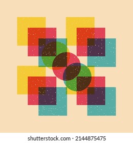 Geometric object  with riso print effect. Vector. Graphic element  for fabric, textile, clothing, wrapping paper, wallpaper, poster. Graphic element.  Perfect For your own decoration or design