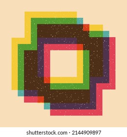Geometric object  with riso print effect. Vector. Graphic element  for fabric, textile, clothing, wrapping paper, wallpaper, poster. Graphic element.  Perfect For your own decoration or design