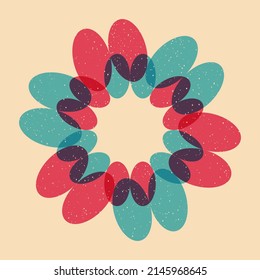 Geometric object  with riso print effect. Vector. Graphic element  for fabric, textile, clothing, wrapping paper, wallpaper, poster. Graphic element.  Perfect For your own decoration or design