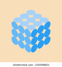 Geometric object  with riso print effect. Vector. Graphic element  for fabric, textile, clothing, wrapping paper, wallpaper, poster. Graphic element.  Perfect For your own decoration or design