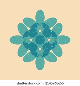 Geometric object  with riso print effect. Vector. Graphic element  for fabric, textile, clothing, wrapping paper, wallpaper, poster. Graphic element.  Perfect For your own decoration or design