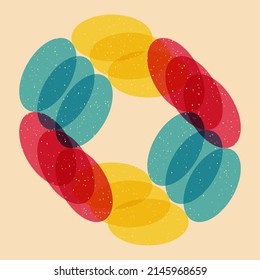 Geometric object  with riso print effect. Vector. Graphic element  for fabric, textile, clothing, wrapping paper, wallpaper, poster. Graphic element.  Perfect For your own decoration or design