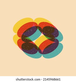 Geometric object  with riso print effect. Vector. Graphic element  for fabric, textile, clothing, wrapping paper, wallpaper, poster. Graphic element.  Perfect For your own decoration or design