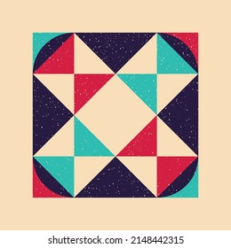 Geometric object  with riso print effect. Vector. Graphic element  for fabric, textile, clothing, wrapping paper, wallpaper, poster. Graphic element.  Perfect For your own decoration or design