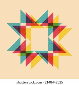 Geometric object  with riso print effect. Vector. Graphic element  for fabric, textile, clothing, wrapping paper, wallpaper, poster. Graphic element.  Perfect For your own decoration or design