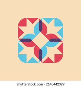 Geometric object  with riso print effect. Vector. Graphic element  for fabric, textile, clothing, wrapping paper, wallpaper, poster. Graphic element.  Perfect For your own decoration or design