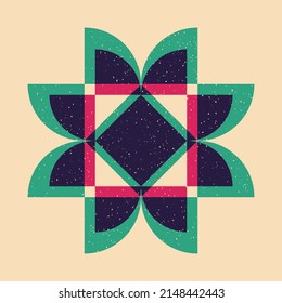 Geometric object  with riso print effect. Vector. Graphic element  for fabric, textile, clothing, wrapping paper, wallpaper, poster. Graphic element.  Perfect For your own decoration or design