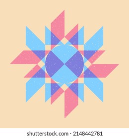 Geometric object  with riso print effect. Vector. Graphic element  for fabric, textile, clothing, wrapping paper, wallpaper, poster. Graphic element.  Perfect For your own decoration or design