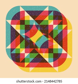 Geometric object  with riso print effect. Vector. Graphic element  for fabric, textile, clothing, wrapping paper, wallpaper, poster. Graphic element.  Perfect For your own decoration or design