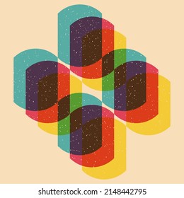 Geometric object  with riso print effect. Vector. Graphic element  for fabric, textile, clothing, wrapping paper, wallpaper, poster. Graphic element.  Perfect For your own decoration or design