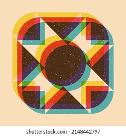 Geometric object  with riso print effect. Vector. Graphic element  for fabric, textile, clothing, wrapping paper, wallpaper, poster. Graphic element.  Perfect For your own decoration or design