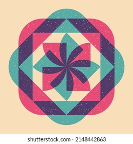 Geometric object  with riso print effect. Vector. Graphic element  for fabric, textile, clothing, wrapping paper, wallpaper, poster. Graphic element.  Perfect For your own decoration or design