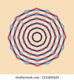 Geometric object  with riso print effect. Vector. Graphic element  for fabric, textile, clothing, wrapping paper, wallpaper, poster. Graphic element.  Perfect For your own decoration or design