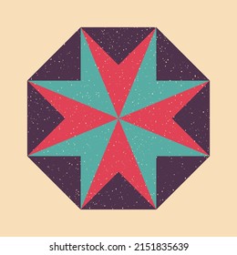 Geometric object  with riso print effect. Vector. Graphic element  for fabric, textile, clothing, wrapping paper, wallpaper, poster. Graphic element.  Perfect For your own decoration or design