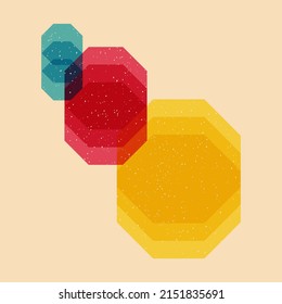Geometric object  with riso print effect. Vector. Graphic element  for fabric, textile, clothing, wrapping paper, wallpaper, poster. Graphic element.  Perfect For your own decoration or design