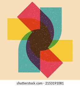 Geometric object  with riso print effect. Vector. Graphic element  for fabric, textile, clothing, wrapping paper, wallpaper, poster. Graphic element.  Perfect For your own decoration or design