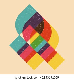 Geometric object  with riso print effect. Vector. Graphic element  for fabric, textile, clothing, wrapping paper, wallpaper, poster. Graphic element.  Perfect For your own decoration or design