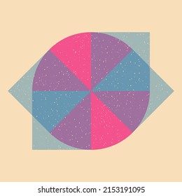 Geometric object  with riso print effect. Vector. Graphic element  for fabric, textile, clothing, wrapping paper, wallpaper, poster. Graphic element.  Perfect For your own decoration or design