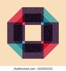 Geometric object  with riso print effect. Vector. Graphic element  for fabric, textile, clothing, wrapping paper, wallpaper, poster. Graphic element.  Perfect For your own decoration or design