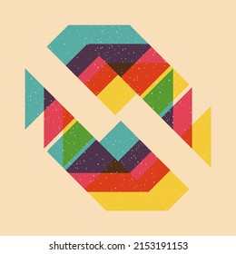 Geometric object  with riso print effect. Vector. Graphic element  for fabric, textile, clothing, wrapping paper, wallpaper, poster. Graphic element.  Perfect For your own decoration or design
