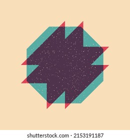 Geometric object  with riso print effect. Vector. Graphic element  for fabric, textile, clothing, wrapping paper, wallpaper, poster. Graphic element.  Perfect For your own decoration or design