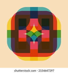 Geometric object  with riso print effect. Vector. Graphic element  for fabric, textile, clothing, wrapping paper, wallpaper, poster. Graphic element.  Perfect For your own decoration or design