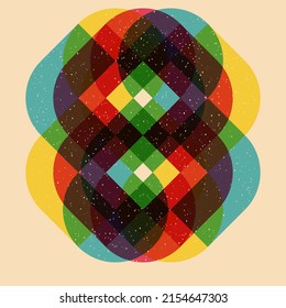 Geometric object  with riso print effect. Vector. Graphic element  for fabric, textile, clothing, wrapping paper, wallpaper, poster. Graphic element.  Perfect For your own decoration or design