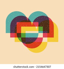 Geometric object  with riso print effect. Vector. Graphic element  for fabric, textile, clothing, wrapping paper, wallpaper, poster. Graphic element.  Perfect For your own decoration or design