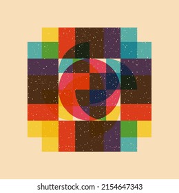 Geometric object  with riso print effect. Vector. Graphic element  for fabric, textile, clothing, wrapping paper, wallpaper, poster. Graphic element.  Perfect For your own decoration or design