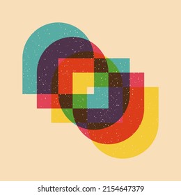 Geometric object  with riso print effect. Vector. Graphic element  for fabric, textile, clothing, wrapping paper, wallpaper, poster. Graphic element.  Perfect For your own decoration or design
