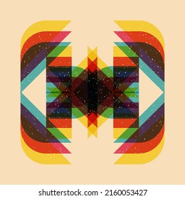 Geometric object  with riso print effect. Vector. Graphic element  for fabric, textile, clothing, wrapping paper, wallpaper, poster. Graphic element.  Perfect For your own decoration or design