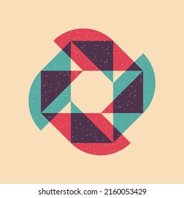 Geometric object  with riso print effect. Vector. Graphic element  for fabric, textile, clothing, wrapping paper, wallpaper, poster. Graphic element.  Perfect For your own decoration or design