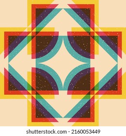 Geometric object  with riso print effect. Vector. Graphic element  for fabric, textile, clothing, wrapping paper, wallpaper, poster. Graphic element.  Perfect For your own decoration or design