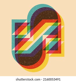 Geometric object  with riso print effect. Vector. Graphic element  for fabric, textile, clothing, wrapping paper, wallpaper, poster. Graphic element.  Perfect For your own decoration or design