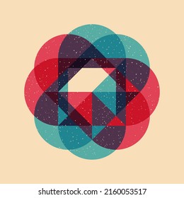 Geometric object  with riso print effect. Vector. Graphic element  for fabric, textile, clothing, wrapping paper, wallpaper, poster. Graphic element.  Perfect For your own decoration or design