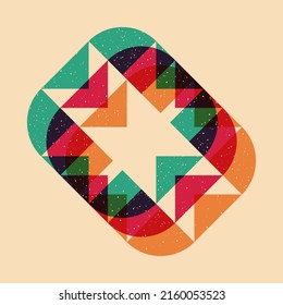 Geometric object  with riso print effect. Vector. Graphic element  for fabric, textile, clothing, wrapping paper, wallpaper, poster. Graphic element.  Perfect For your own decoration or design