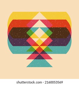 Geometric object  with riso print effect. Vector. Graphic element  for fabric, textile, clothing, wrapping paper, wallpaper, poster. Graphic element.  Perfect For your own decoration or design