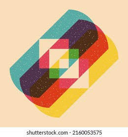 Geometric object  with riso print effect. Vector. Graphic element  for fabric, textile, clothing, wrapping paper, wallpaper, poster. Graphic element.  Perfect For your own decoration or design