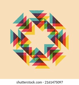 Geometric object  with riso print effect. Vector. Graphic element  for fabric, textile, clothing, wrapping paper, wallpaper, poster. Graphic element.  Perfect For your own decoration or design